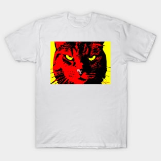 ANGRY CAT POP ART - RED YELLOW BLACK T-Shirt